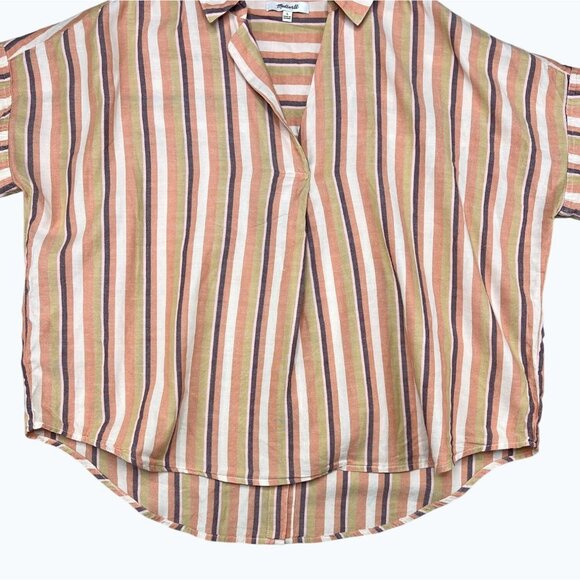 Madewell Womens Courier Striped Button-Back Oversized Shirt Multicolor Large - Picture 11 of 14